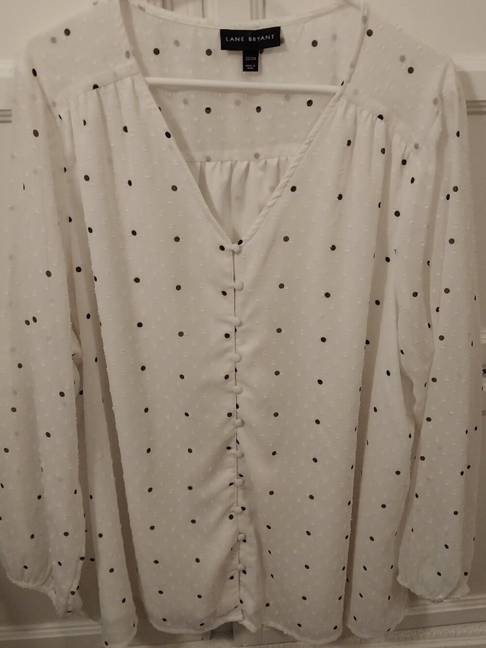 💗Lane Bryant Top 22-24 Ivory-Black Swiss Dot Gorgeous NWOT💗